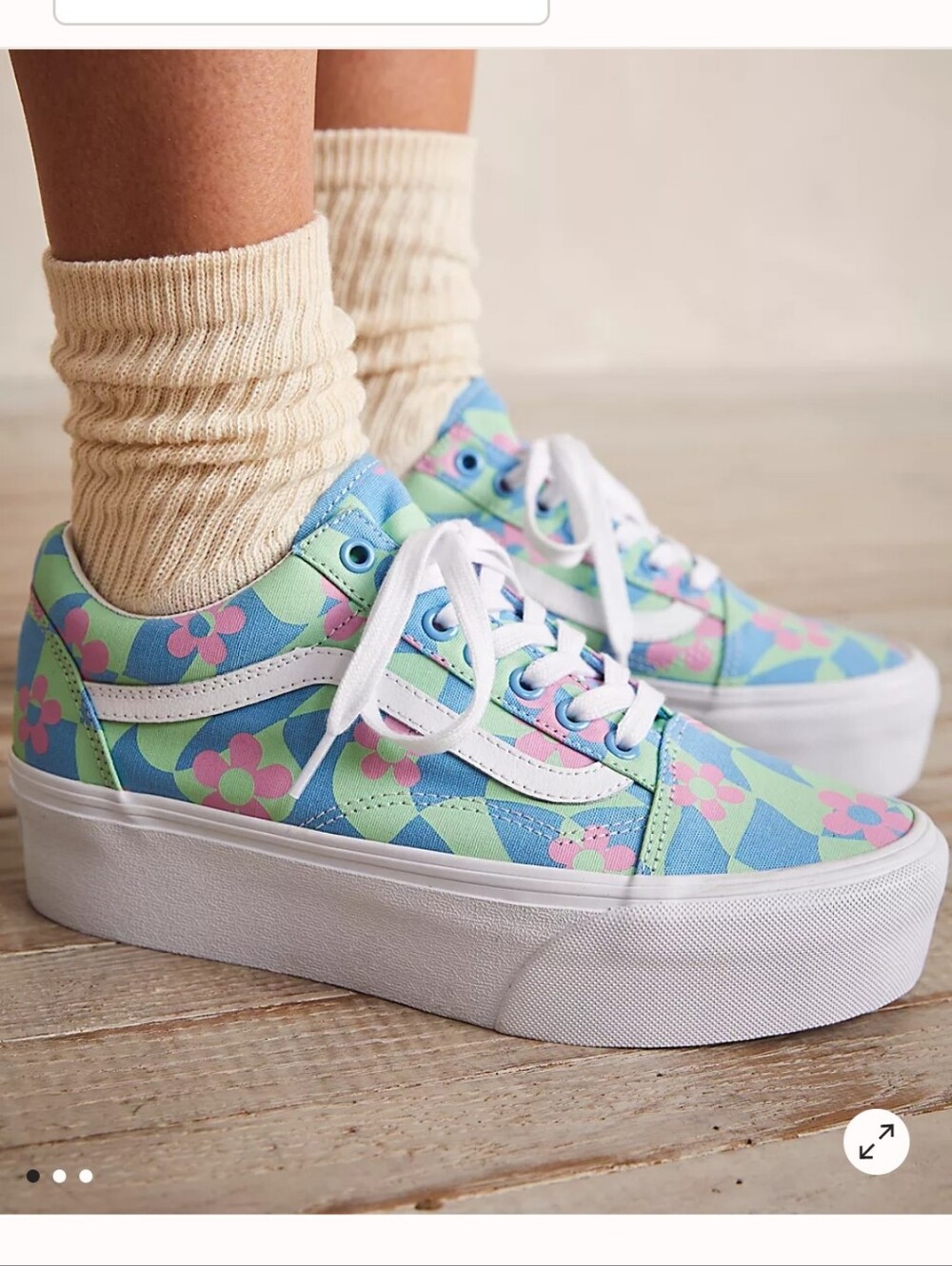 Vans Multi-Colored Stacked Checked Floral Platform Sneakers in Pastel Size 8